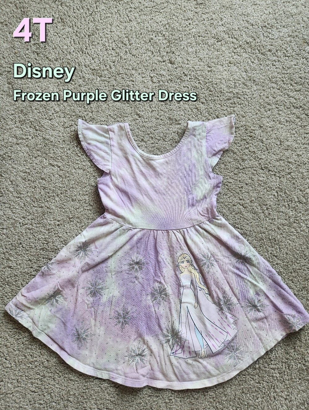 Disney Elsa Tie-Dye Glitter Dress - Lavender